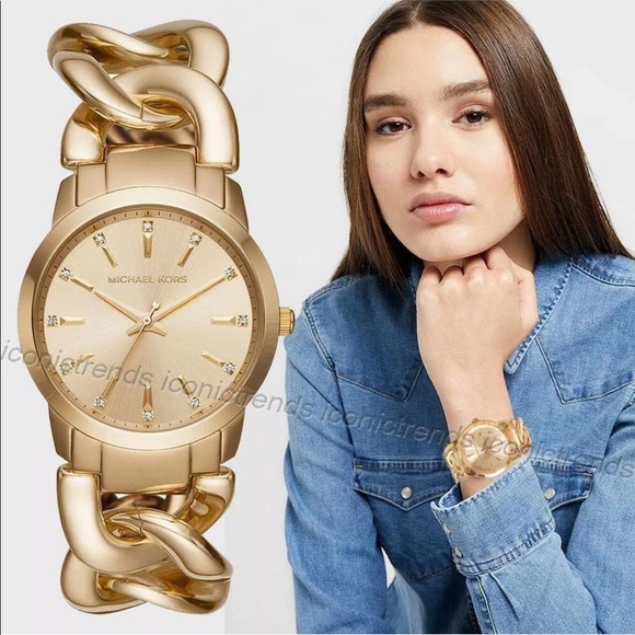 New Michael Kors Elena Gold Watch Chain 